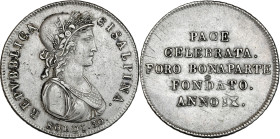 Italie, République Cisalpine - 30 soldi 1801 (Milan)

Argent - 7,35 grs - 29 mm
Mont.185 / Gigante.2
TTB+/SUP

Ajustée au revers. Nettoyée.