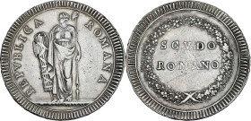 Italie, Première République Romaine - Scudo non daté (Rome)

Argent - 26,14 grs - 41 mm
Gigante.1
TTB

Assez rare !