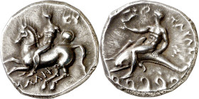 (302-280 a.C.). Italia. Taras. Tridracma. (S. 364 var) (CNG. I, 815). Ex CGB 23/10/2008, nº 4. 7,86 g. MBC+.

(302-280 BC). Italy. Taras. Tridrachm....