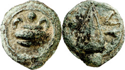 (220-200 a.C.). Italia. Tuder. Úncia. (S. falta) (CNG. I, 47) (Vecchi 227). Pátina verde. 8,21 g. MBC+.

(220-200 BC). Italy. Tuder. Unique. (S. mis...