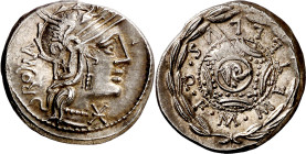 (hacia 127 a.C.). Gens Caecilia. Denario. (Bab. 29) (Craw. 263/1a). 3,94 g. EBC-.

(Around 127 BC). Gens Caecilia. Denarius. (Bab. 29) (Craw. 263/1a...