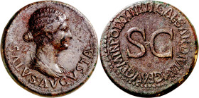 (22-23 d.C.). Livia. Dupondio. (Spink 1740) (Co. 5) (RIC. 47, de Tiberio). Ex Numismatik Lanz 12/12/2011, nº 389. 13,79 g. MBC+.

(22-23 A.D.). Livi...