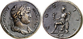 (126-127 d.C.). Adriano. Sestercio. (Spink 3585, mismo ejemplar) (Co. 343 var) (RIC. 875). Bella. Rara así. 27,44 g. EBC.

(126-127 A.D.). Hadrian. ...