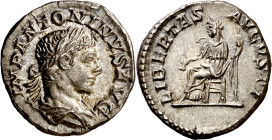 (219 d.C.). Eliogábalo. Denario. (Spink. 7525) (S. 101a) (RIC. 115). Bella. 3.51 g. EBC.

(219 A.D.). Elagabalus. Denarius. (Spink. 7525) (S. 101a) ...
