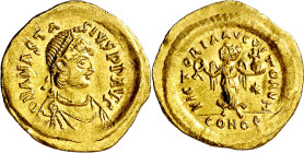 Anastasio (491-518). Constantinopla. Tremissis. (Ratto 327) (S. 8). Ex Gorny & Mosch 10/03/2009, nº 2666. 1,46 g. MBC+.

Anastasius (491-518). Const...