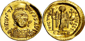 Justino I (518-527). Constantinopla. Sólido. (Ratto 385) (S. 56). Atractiva. Ex Gorny & Mosch 14/10/2014, nº 2582. 4,47 g. EBC/EBC-.

Justin I (518-...