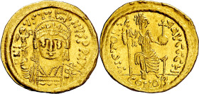 Justino II (565-578). Constantinopla. Sólido. (Ratto. 756) (S. 345). Incisión y golpecitos en canto. 4,35 g. MBC+.

(408-420 A.D.). Theodosius II. C...