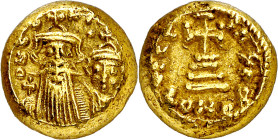 Constante II y Constantino IV (654-659). Cartago. Sólido globular. (Ratto 1592 sim) (S. 1039). 4,46 g. MBC+.

Constans II and Constantine IV (654-65...