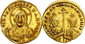Constantino VII y Romano I (945-959). Constantinopla. Sólido. (Ratto 1905) (S. 1751). Bella. Ex Tkalec 09/05/2011, nº 278. 4,42 g. EBC.

Constantine...