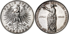 Alemania. Frankfurt del Meno. 1862. 1 taler. (KM. 371). Festival de Tiro de Alemania. Escasa. AG. 18,49 g. EBC-.

Germany.Frankfurt am Main. 1862. 1...