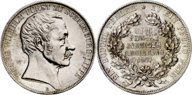 Alemania. Schaunburg-Lippe. 1857. Jorge Guillermo. Doble taler. (KM. 38). Acuñación de 2000 ejemplares. Leves marquitas. Bella. Brillo original. Rara....