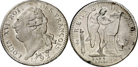 Francia. 1792. Luis XVI. A (París). 1 ecu. (KM. 615.1). Limpiada. Golpecitos. 28,94 g. MBC+.

France. 1792. Louis XVI. A (Paris). 1 ecu. (KM. 615.1)...