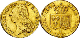 Francia. 1786. Luis XVI. I (Limoges). 2 luises de oro. (Fr. 474) (KM. 592.7). Leves rayitas. AU. 15,27 g. MBC+.

France. 1786. Louis XVI. I (Limoges...