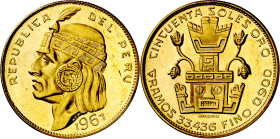 Perú. 1967. 50 soles. (Fr. 77) (KM. 219). AU. 33,44 g. EBC+.

Peru. 1967. 50 soles. (Fr. 77) (KM. 219). AU. 33,44 g. EBC+.
