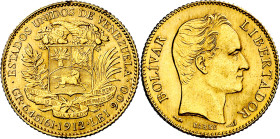 Venezuela. 1912. (París). 20 bolívares. (Fr. 5c) (KM. 32). AU. 6,45 g. MBC+.

Venezuela. 1912. (Paris). 20 bolivars. (Fr. 5c) (KM. 32). AU. 6,45 g. ...