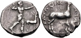 Bruttium, Kaulonia, 475 - 425 BC, Silver Stater, Apollo & Stag