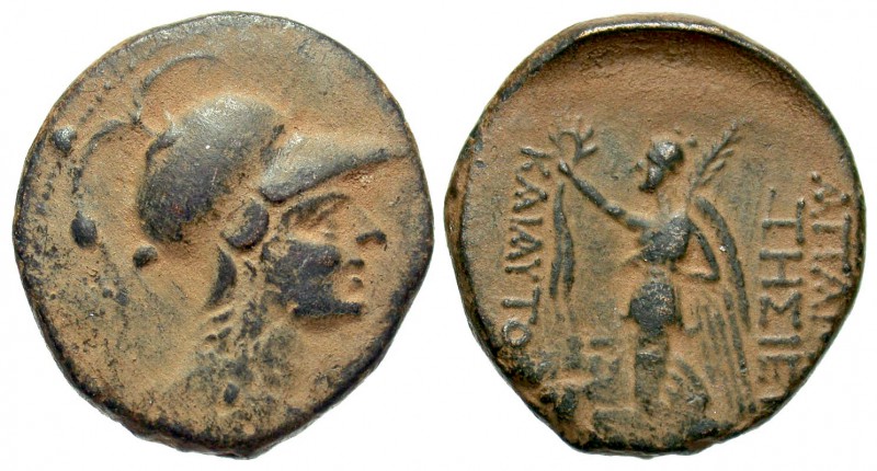Seleucis &, Apameia, 1st Century BC
AE21, 6.15 grams
Obverse: Head of Athena r...