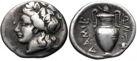 Thessaly, Larissa, 400 - 350 BC, Silver Obol, Dionysos / Amphora