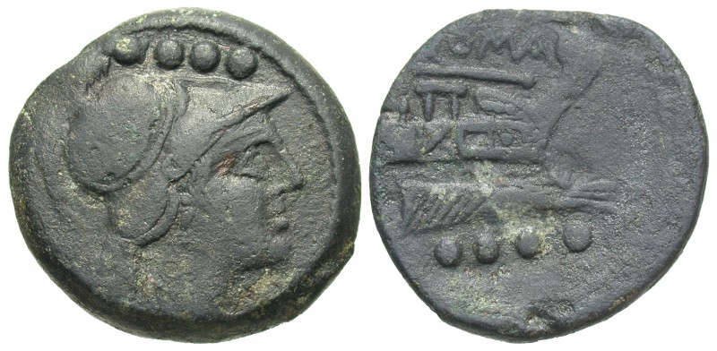 Roman Republic, Anonymous Struck Coinage, after 211 BC
AE Triens, Central Itali...