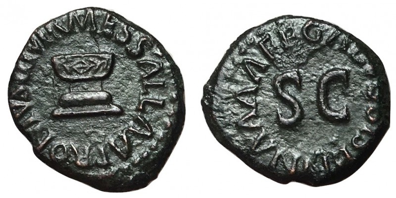 Augustus, 27 BC - 14 AD
AE Quadrans, Rome Mint, 18mm, 2.98 grams
Obverse: SISE...
