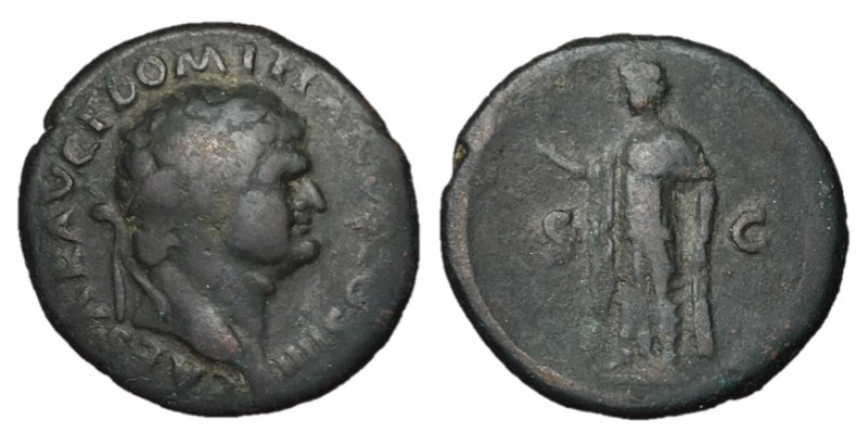 Domitian, as Caesar, 69 - 81 AD
AE As, Rome Mint, 27mm, 10.65 grams
Obverse: C...