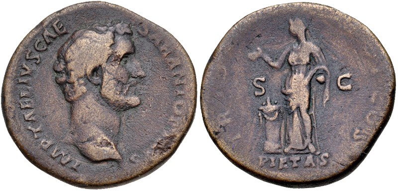Antoninus Pius, as Caesar, 138 AD
AE Sestertius, Rome Mint, 33mm, 22.59 grams
...