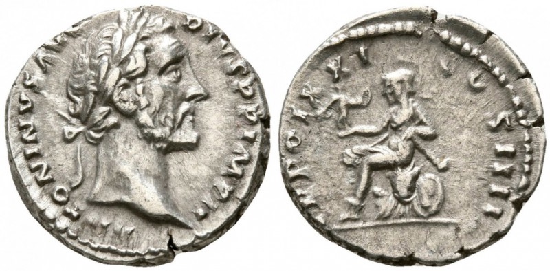 Antoninus Pius, 138 - 161 AD
Silver Denarius, Rome Mint, 15mm, 3.21 grams
Obve...