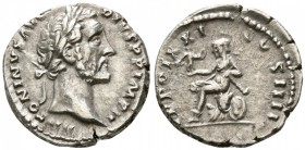 Antoninus Pius, 138 - 161 AD, Silver Denarius, Roma Seated