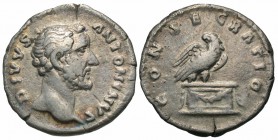 Divus Antoninus Pius, Issue by Aurelius & Verus, Silver Denarius, Eagle