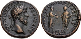 Lucius Verus, 161 - 169 AD, AE Sestertius, The Two Emperors