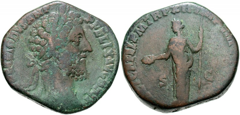 Commodus, 177 - 192 AD
AE Sestertius, Rome Mint, 30mm, 25.39 grams
Obverse: M ...