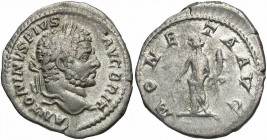 Caracalla, 198 - 217 AD, Silver Denarius, Moneta