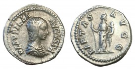 Plautilla, 202 - 205 AD, Silver Denarius, Pietas