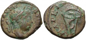 Elagabalus, 218 - 222 AD, AE14, Marcianopolis, Tripod & Snake