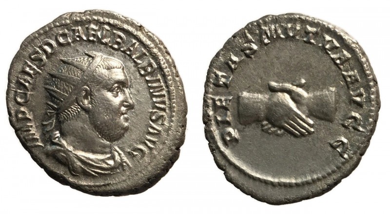 Balbinus, 238 AD
Silver Antoninianus, Rome Mint, 23mm, 5.53 grams
Obverse: IMP...