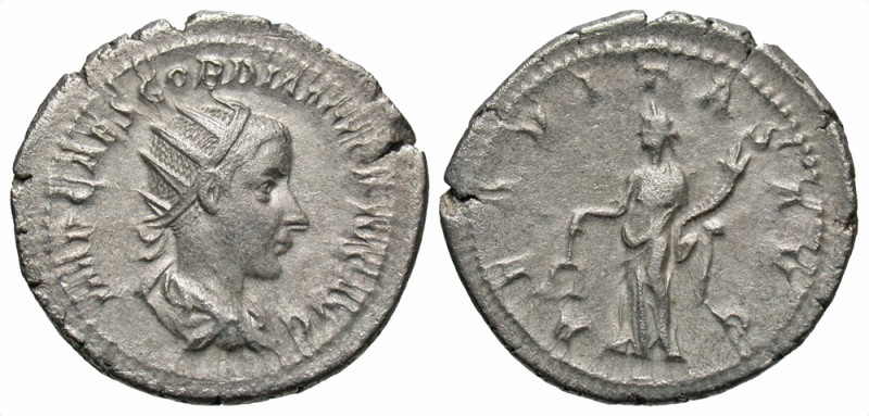Gordian III, 238 - 244 AD
Silver Antoninianus, Rome Mint, 24mm, 4.15 grams
Obv...