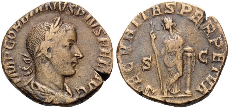 Gordian III, 238 - 244 AD
AE Sestertius, Rome Mint, 27mm, 15.64 grams
Obverse:...