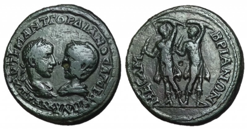 Gordian III & Tranquillina, 238 - 244 AD
AE25, Thrace, Mesembria Mint, 11.58 gr...