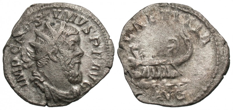 Postumus, 260 - 269 AD
Silver Antoninianus, Treveri Mint, 22mm, 2.92 grams
Obv...