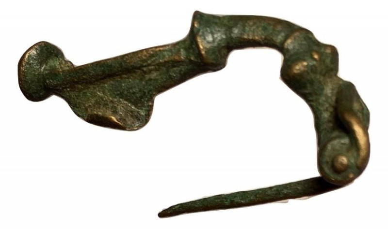 Roman Pannonia, 50 BC - 50 AD, Trumpet Brooch AE trumpet brooch or fibula measur...
