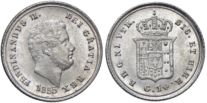 Napoli - Ferdinando II di Borbone (1830-1859) Carlino da 10 Grana 1855 - D/ FERD...