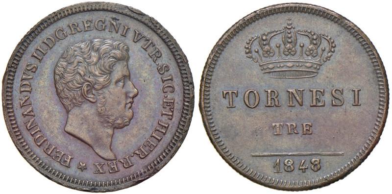 Napoli - Ferdinando II di Borbone (1830-1859) 3 Tornesi 1848 - D/ FERDINANDVS II...