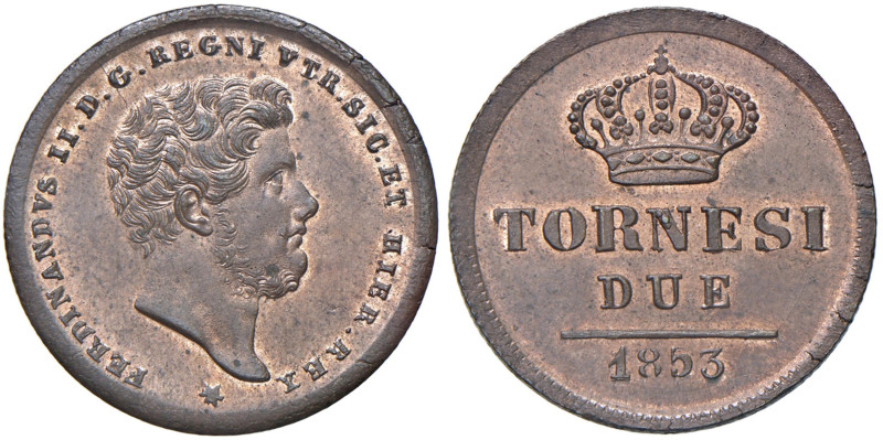 Napoli - Ferdinando II di Borbone (1830-1859) 2 Tornesi 1853 - D/ FERDINANDVS II...