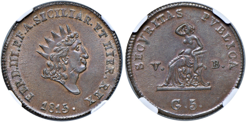 Palermo - Ferdinando III di Borbone (1759-1816) 5 Grani 1815 - D/ FERD III P F A...