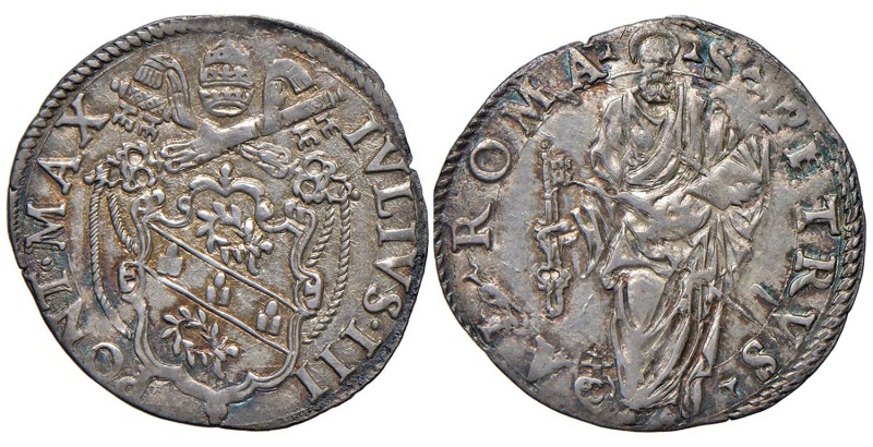 Roma - Giulio III (1550-1555) Giulio - D/ IVLIVS III - PONT MAX, stemma a targa,...