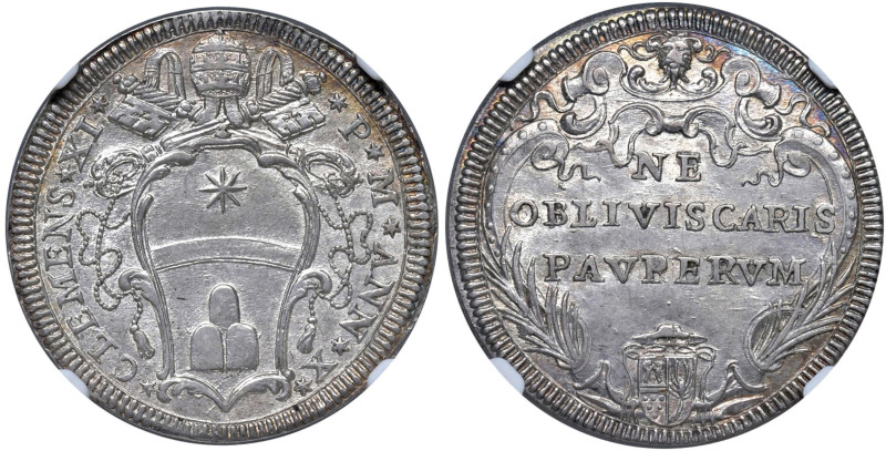 Roma - Clemente XI (1700-1721) Testone an. X - D/ CLEMENS XI - P M ANN X, stemma...