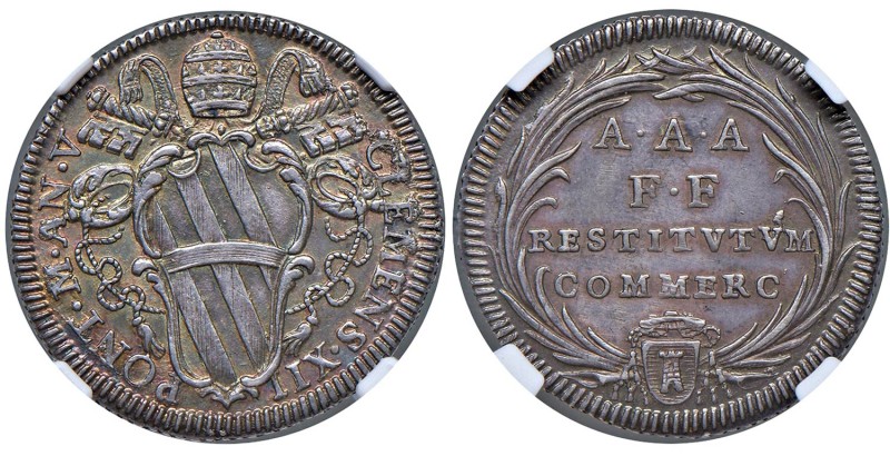Roma - Clemente XII (1730-1740) Giulio an. V - D/ CLEMENS XII - PONT M AN V, ste...