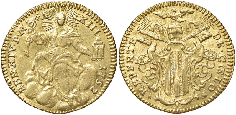 Roma - Benedetto XIV (1740-1758) Zecchino 1752 - D/ BENED XIV P M - A - XIII - 1...