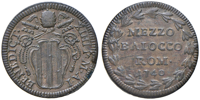 Roma - Benedetto XIV (1740-1758) Mezzo Baiocco 1740 an. I - D/ BENEDICT - XIIII ...