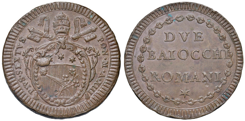 Roma - Pio VI (1775-1799) 2 Baiocchi an. XIII - D/ PIVS SEXTVS - PON M A XIII, s...